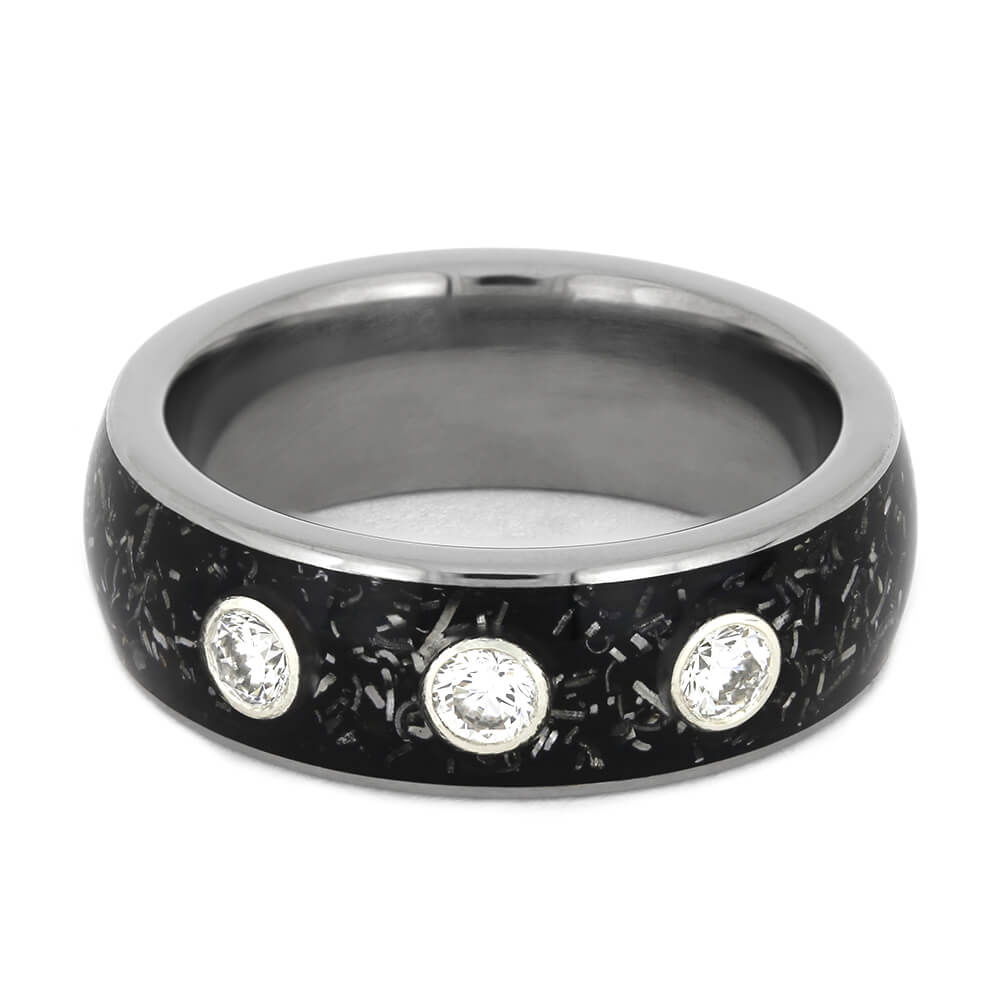 Diamond Wedding Band with Black Stardust™-4600 - Jewelry by Johan