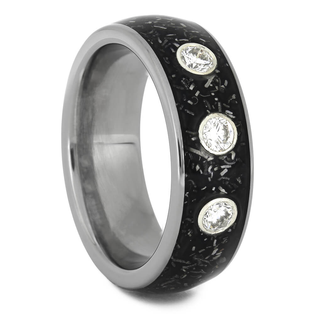Diamond Wedding Band with Black Stardust™-4600 - Jewelry by Johan