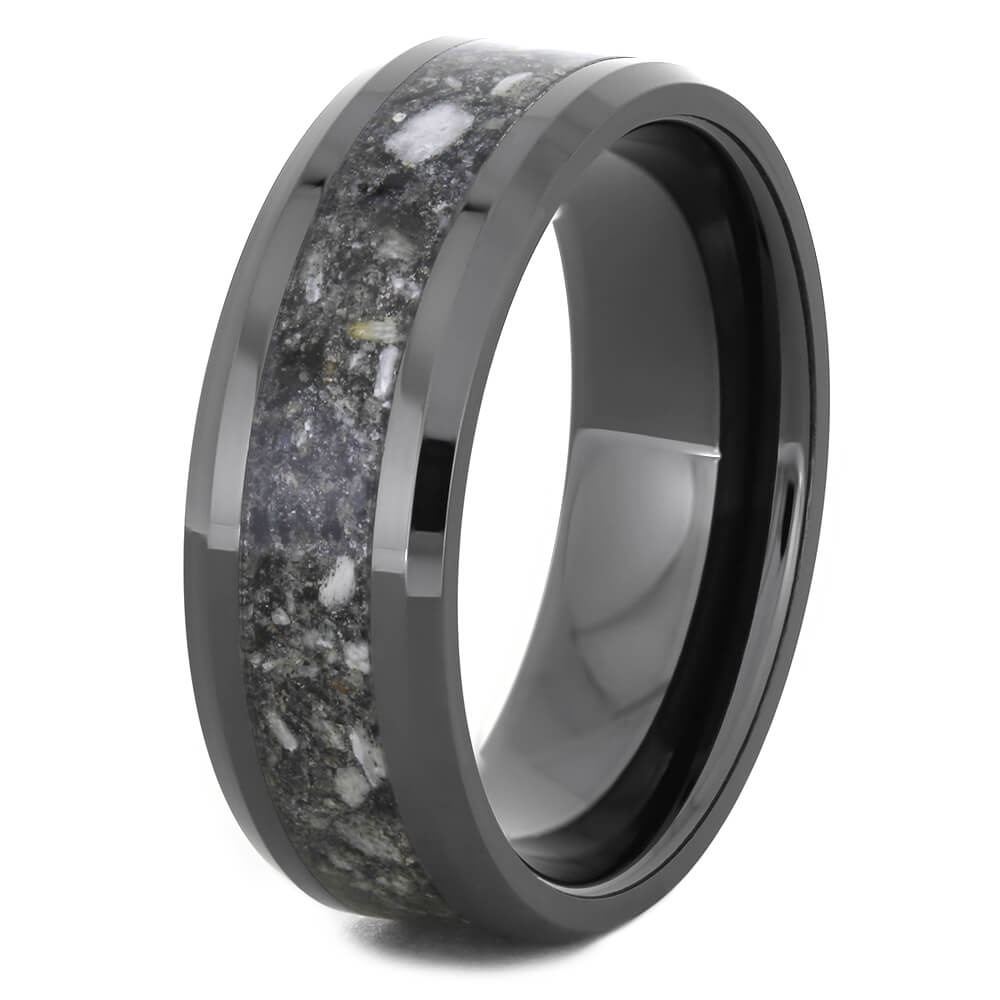 Memorial Ring in Black Ceramic with Beveled Edges-4605 - Jewelry by Johan