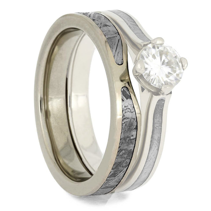 Custom, Curved Wedding Band with Meteorite - Jewelry by Johan