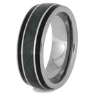 Tungsten Ring with Green Jade & Black Wood Stripes-4615 - Jewelry by Johan