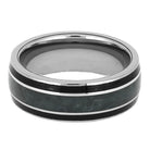 Tungsten Ring with Green Jade & Black Wood Stripes-4615 - Jewelry by Johan