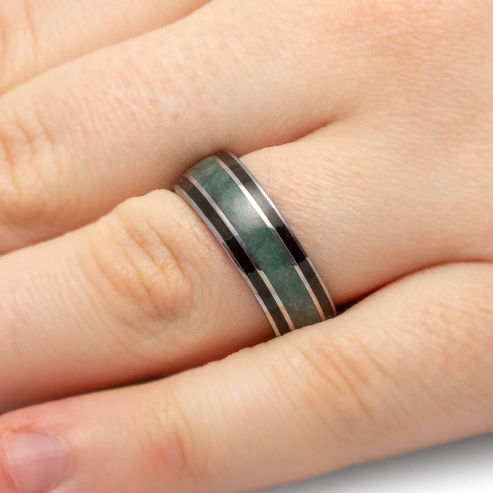 Jade Wedding Band in Tungsten