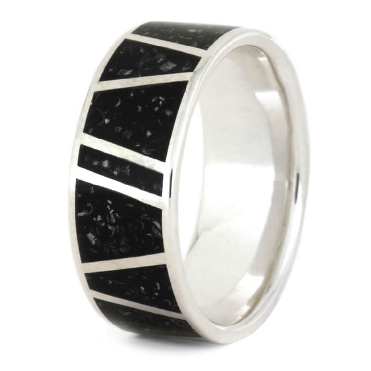 Black Stardust™ Wedding Band For Men In Sterling Silver-3572 - Jewelry by Johan