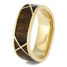 Koa Wood Wedding Band with Yellow Gold Woven Design-4628 - Jewelry by Johan
