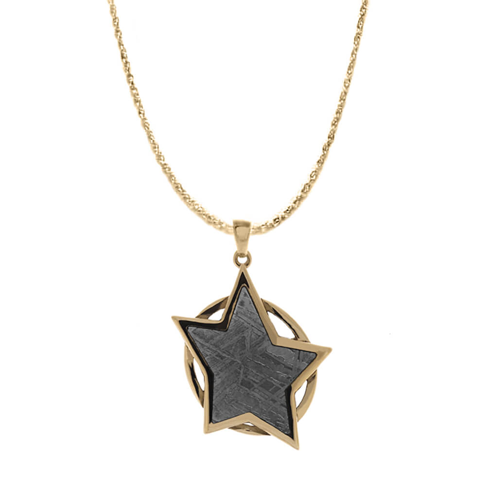 Rose Gold Star Pendant with Meteorite