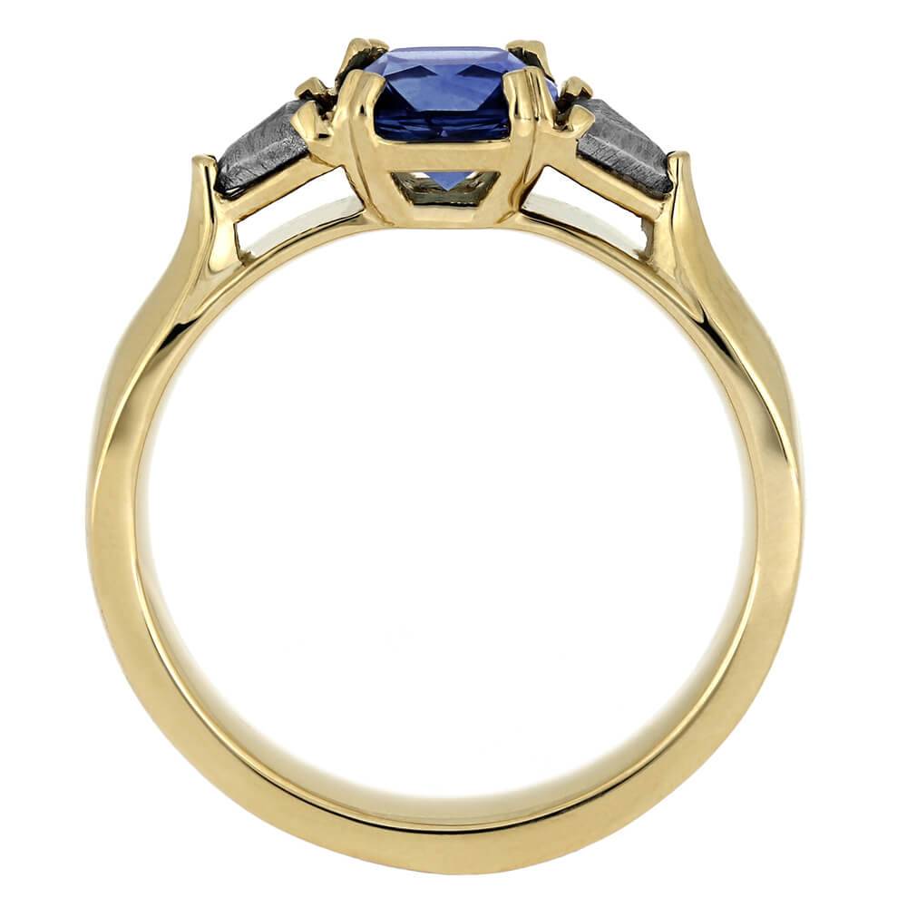 Three Stone Sapphire Engagement Ring with Meteorite Stones-4637 - Jewelry by Johan