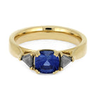 Three Stone Sapphire Engagement Ring with Meteorite Stones-4637 - Jewelry by Johan