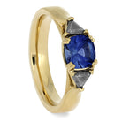 Three Stone Sapphire Engagement Ring with Meteorite Stones-4637 - Jewelry by Johan