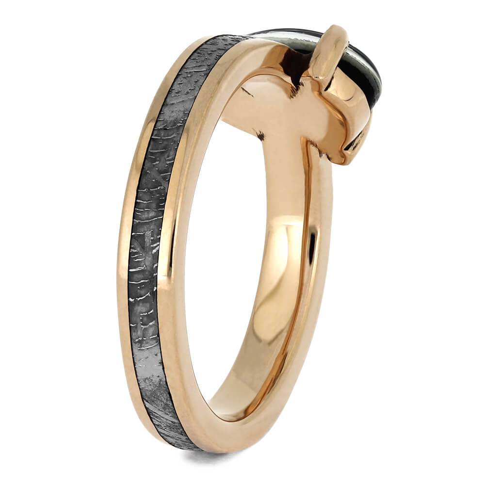 Meteorite Engagement Ring with Pear-Shaped Opal Set in Rose Gold-4638 - Jewelry by Johan