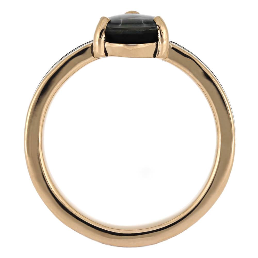 Meteorite Engagement Ring with Pear-Shaped Opal Set in Rose Gold-4638 - Jewelry by Johan