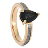 Meteorite Engagement Ring with Pear-Shaped Opal Set in Rose Gold-4638 - Jewelry by Johan