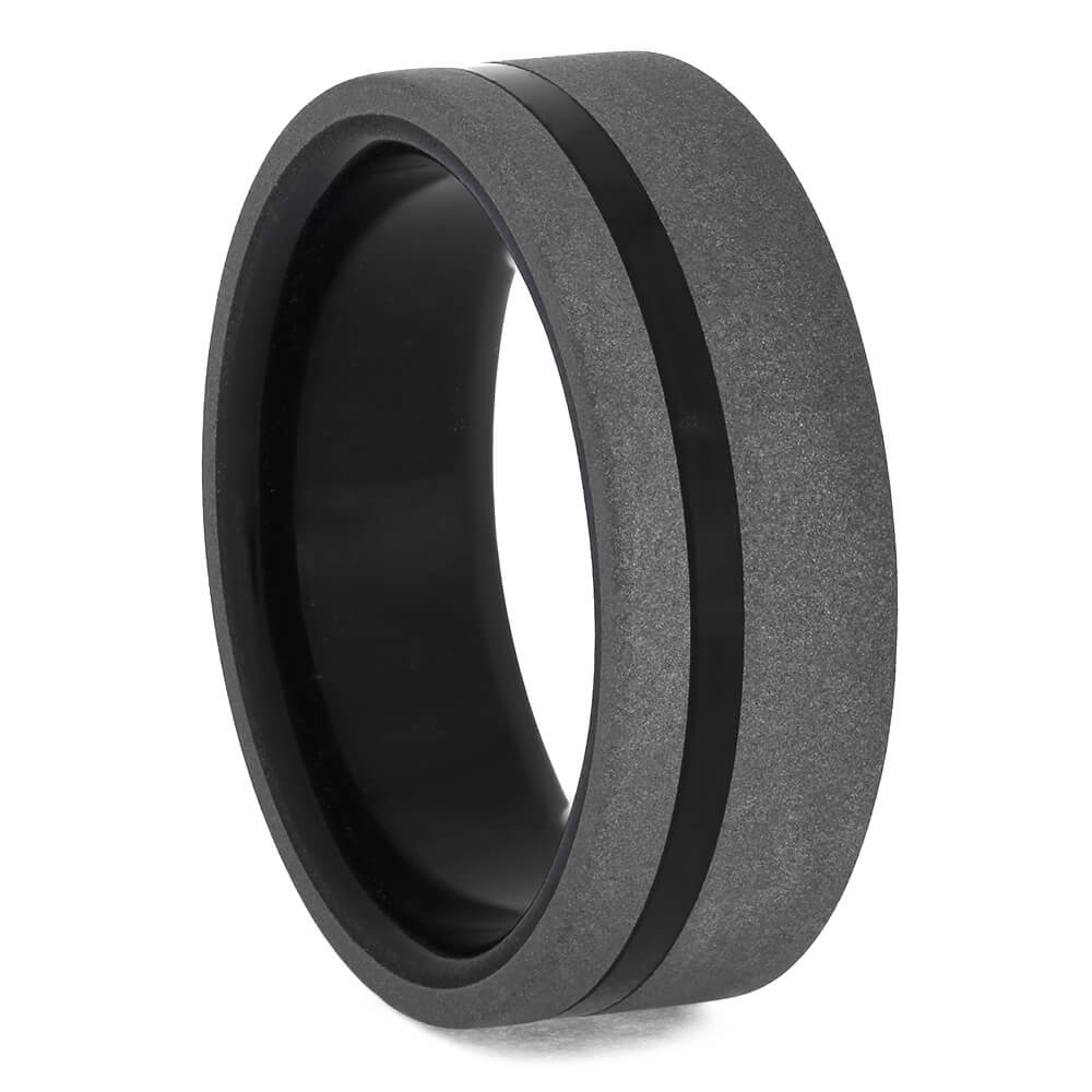 Wenge Wood Wedding Band with Sandblasted Finish-4644 - Jewelry by Johan