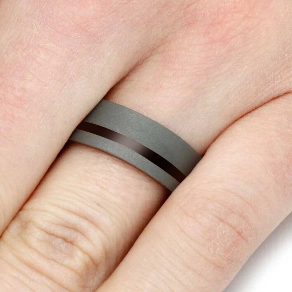 Wenge Wood Wedding Band with Sandblasted Finish-4644 - Jewelry by Johan