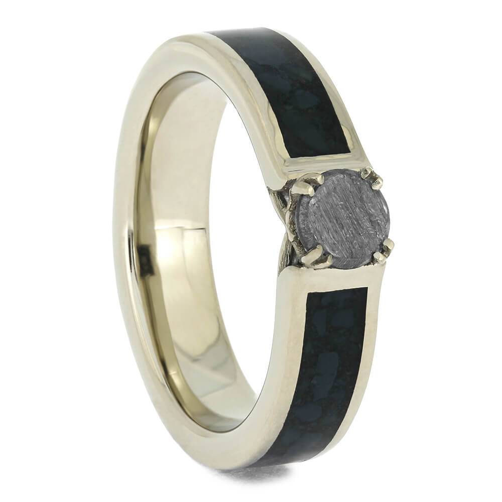 Green Jasper Engagement Ring with Meteorite Stone-4645 - Jewelry by Johan