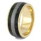 Yellow Gold Wedding Band with Meteorite and Jade-4655 - Jewelry by Johan