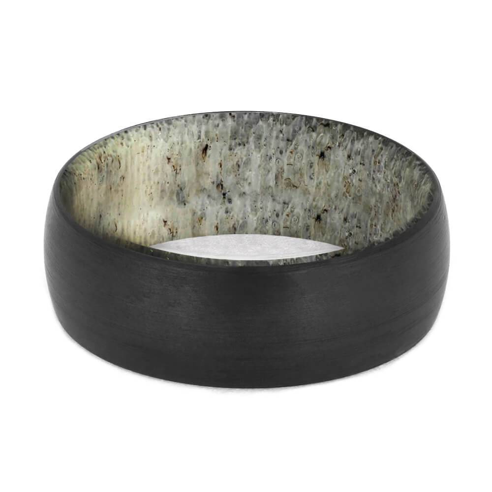 Men's Black Zirconium Wedding Band with Antler Sleeve-4658-AN - Jewelry by Johan