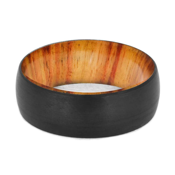 Black Zirconium Wedding Band with Tulipwood Sleeve-4658-WDX - Jewelry by Johan