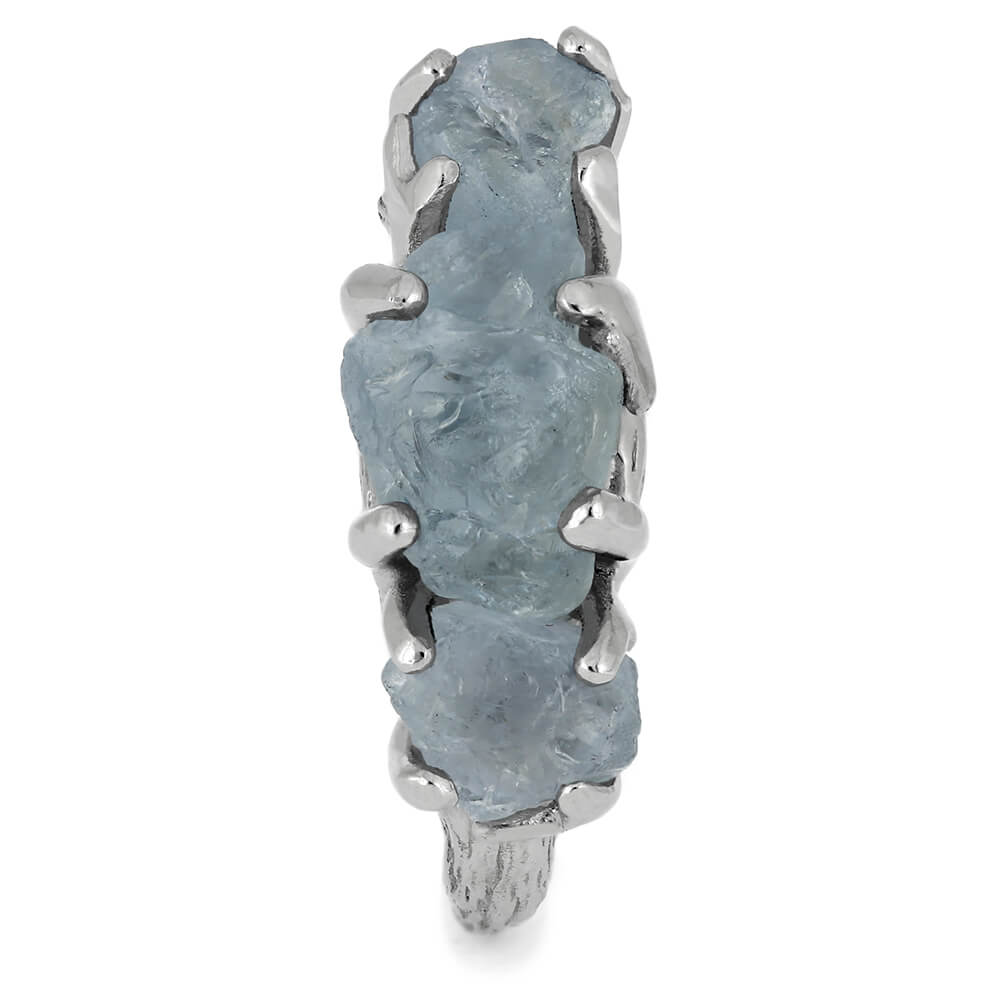 Three Stone Engagement Ring With Rough Aquamarines-4664 - Jewelry by Johan