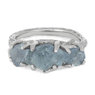 Three Stone Engagement Ring With Rough Aquamarines-4664 - Jewelry by Johan