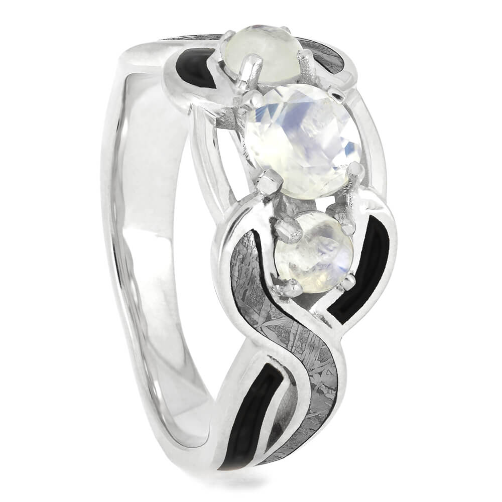 Moonstone Engagement Ring with Meteorite