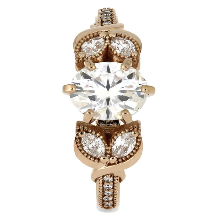 Moissanite and Diamond Engagement Ring