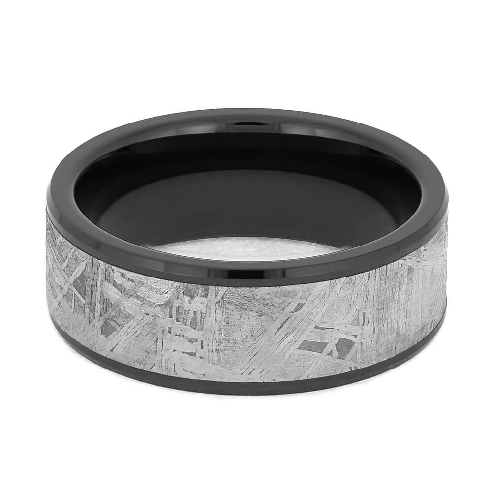 Black Ceramic Meteorite Ring With 1mm Beveled Edges-4676 - Jewelry by Johan