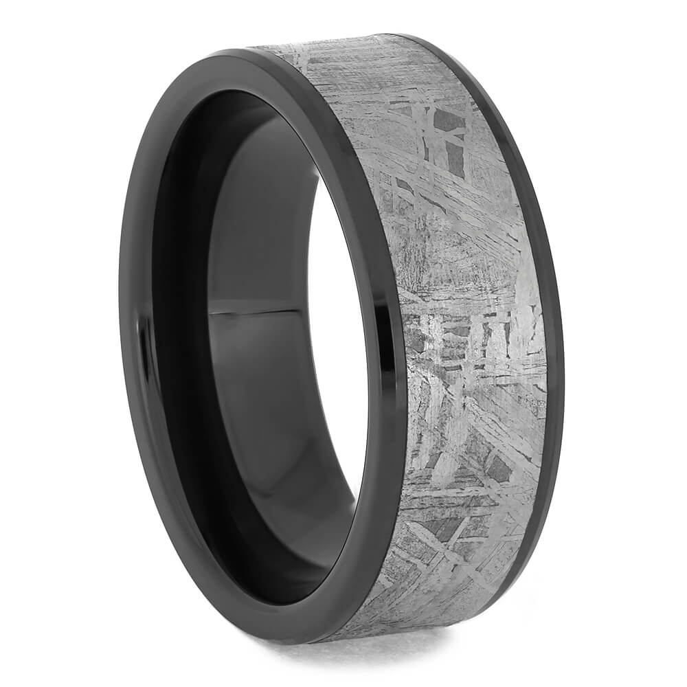 Black Ceramic Meteorite Ring With 1mm Beveled Edges-4676 - Jewelry by Johan