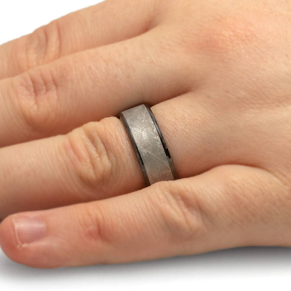 Meteorite Wedding Band in Black Ceramic