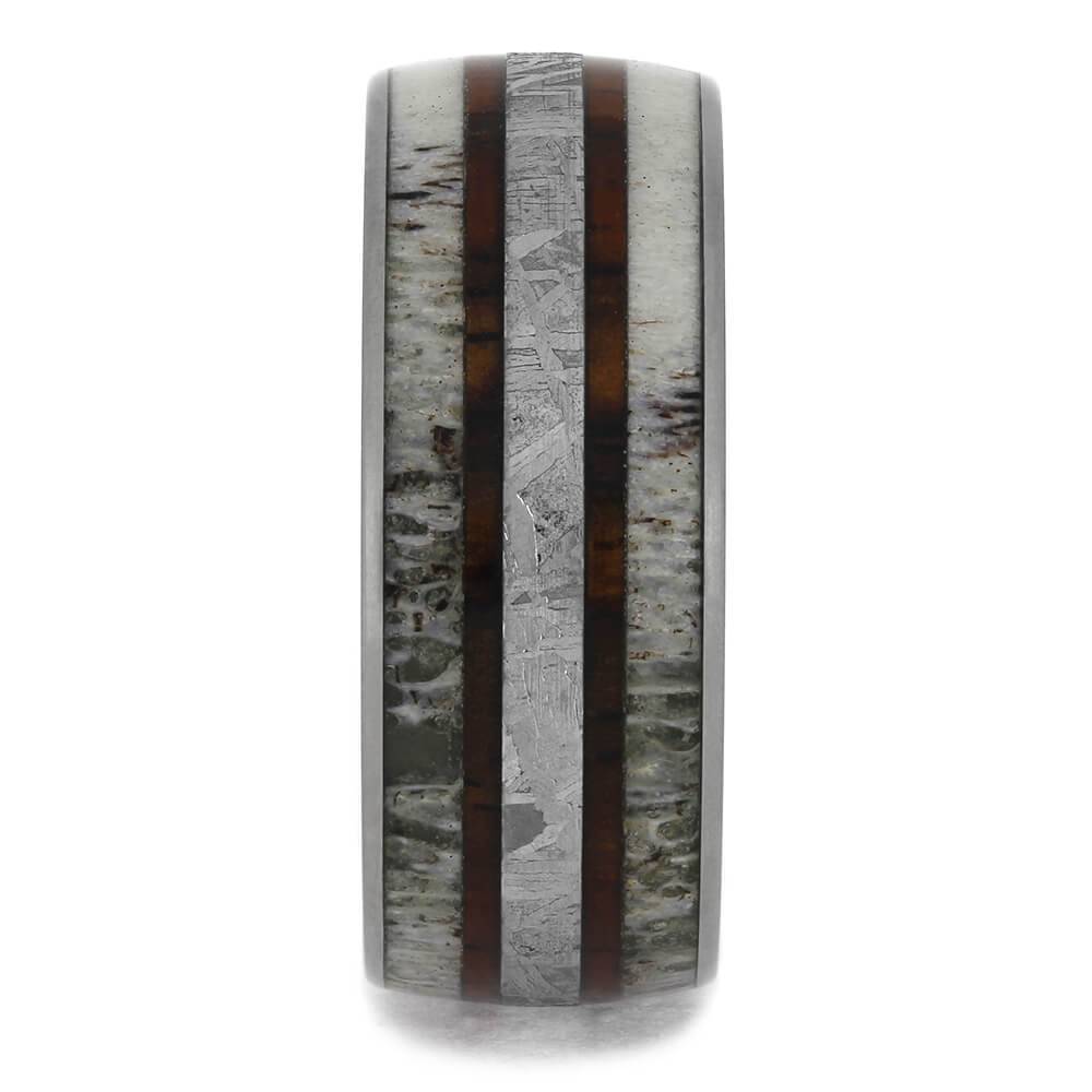 Wood, Meteorite & Antler Men's Wedding Band-4677 - Jewelry by Johan