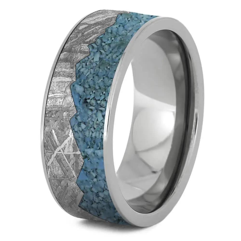 Meteorite Mountain Ring With Crushed Turquoise-4680 - Jewelry by Johan