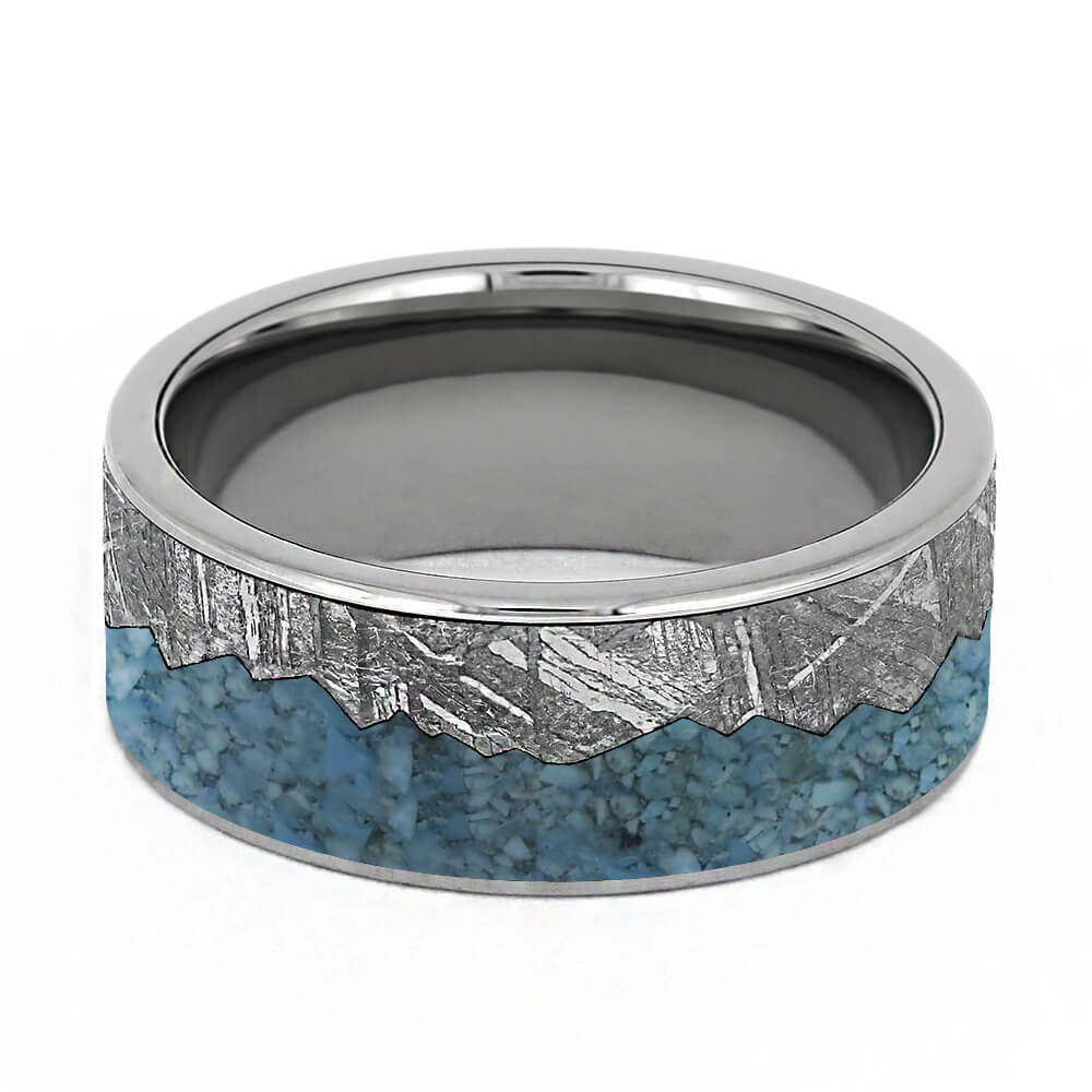 Meteorite Mountain Ring With Crushed Turquoise-4680 - Jewelry by Johan