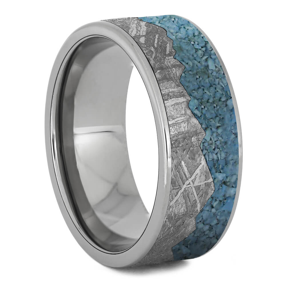 Meteorite Mountain Ring With Crushed Turquoise-4680 - Jewelry by Johan