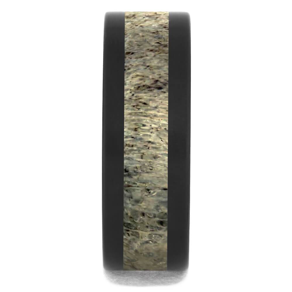 Flat Deer Antler Wedding Band with Black Zirconium Edges-4684-AN - Jewelry by Johan
