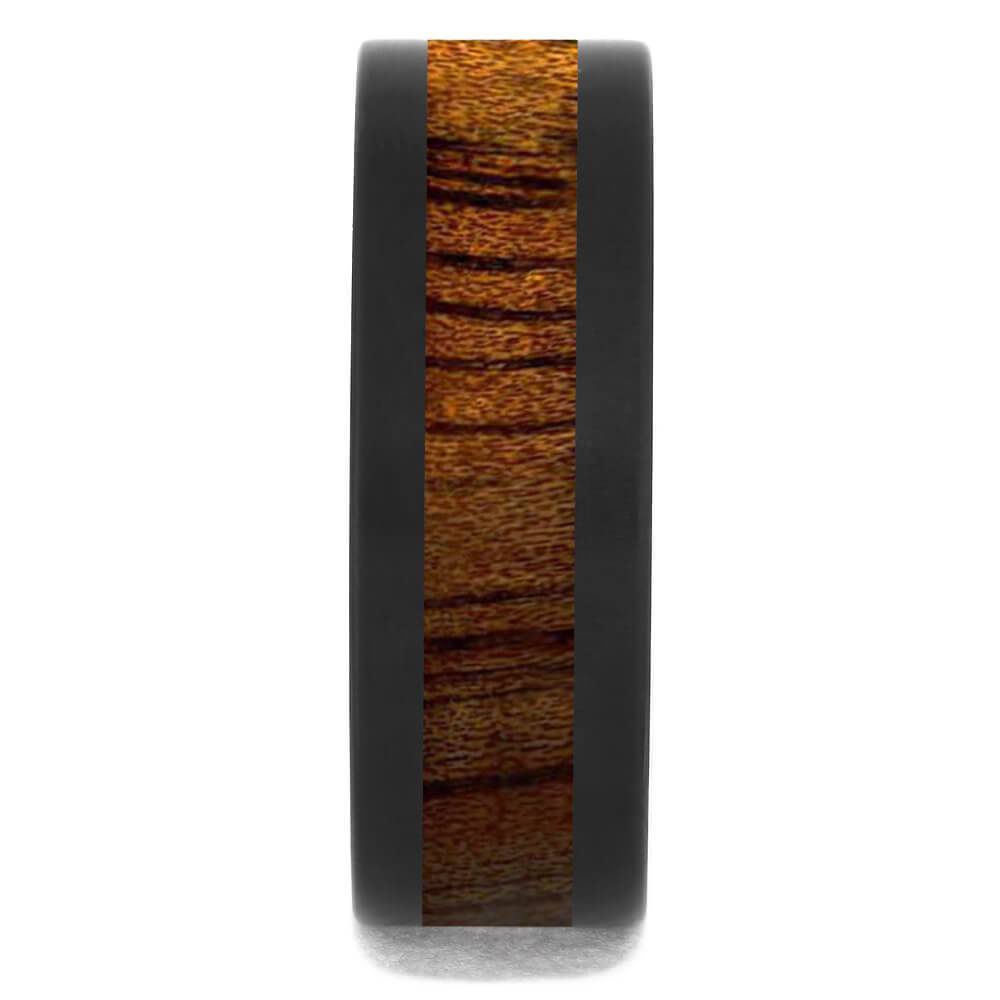 Flat Black Zirconium Band with Koa Wood Inlay-4684-WD - Jewelry by Johan