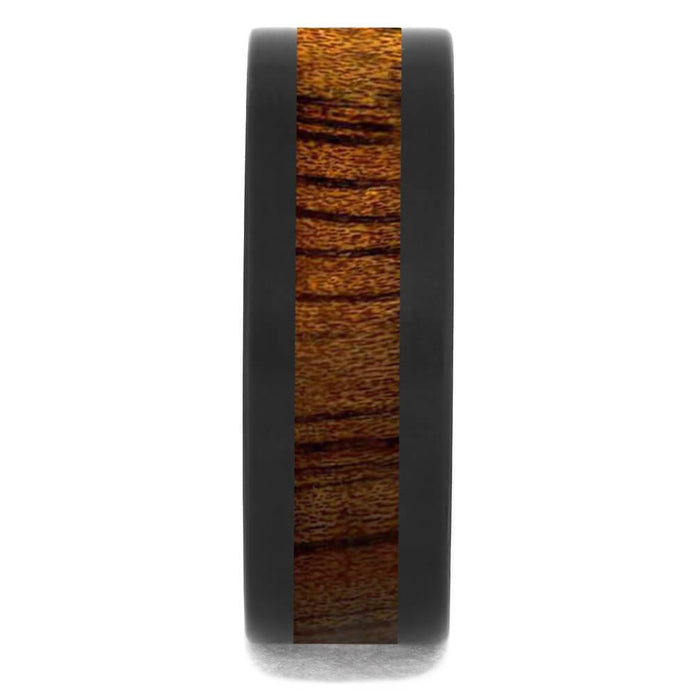 Flat Black Zirconium Band with Koa Wood Inlay-4684-WD - Jewelry by Johan