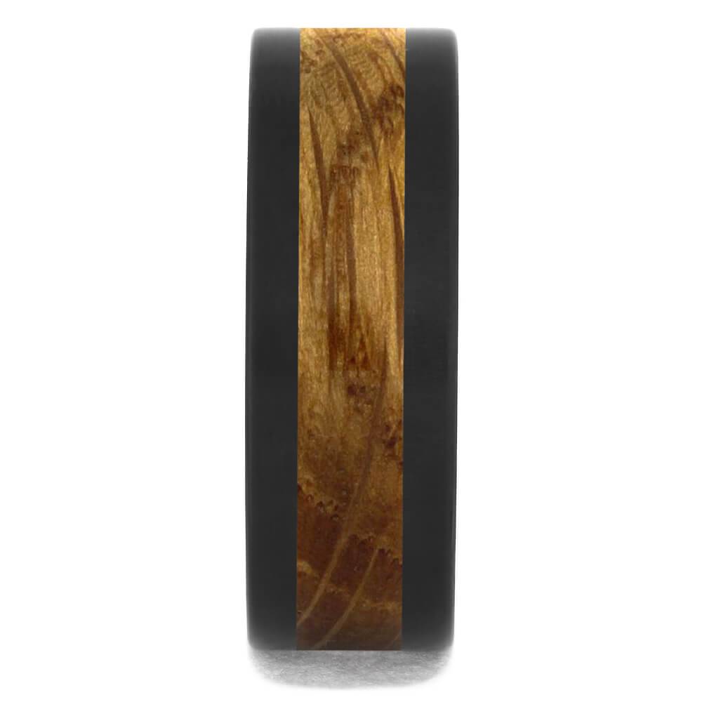 Black Zirconium Wedding Band with Whiskey Barrel Oak Wood-4684-WDP - Jewelry by Johan