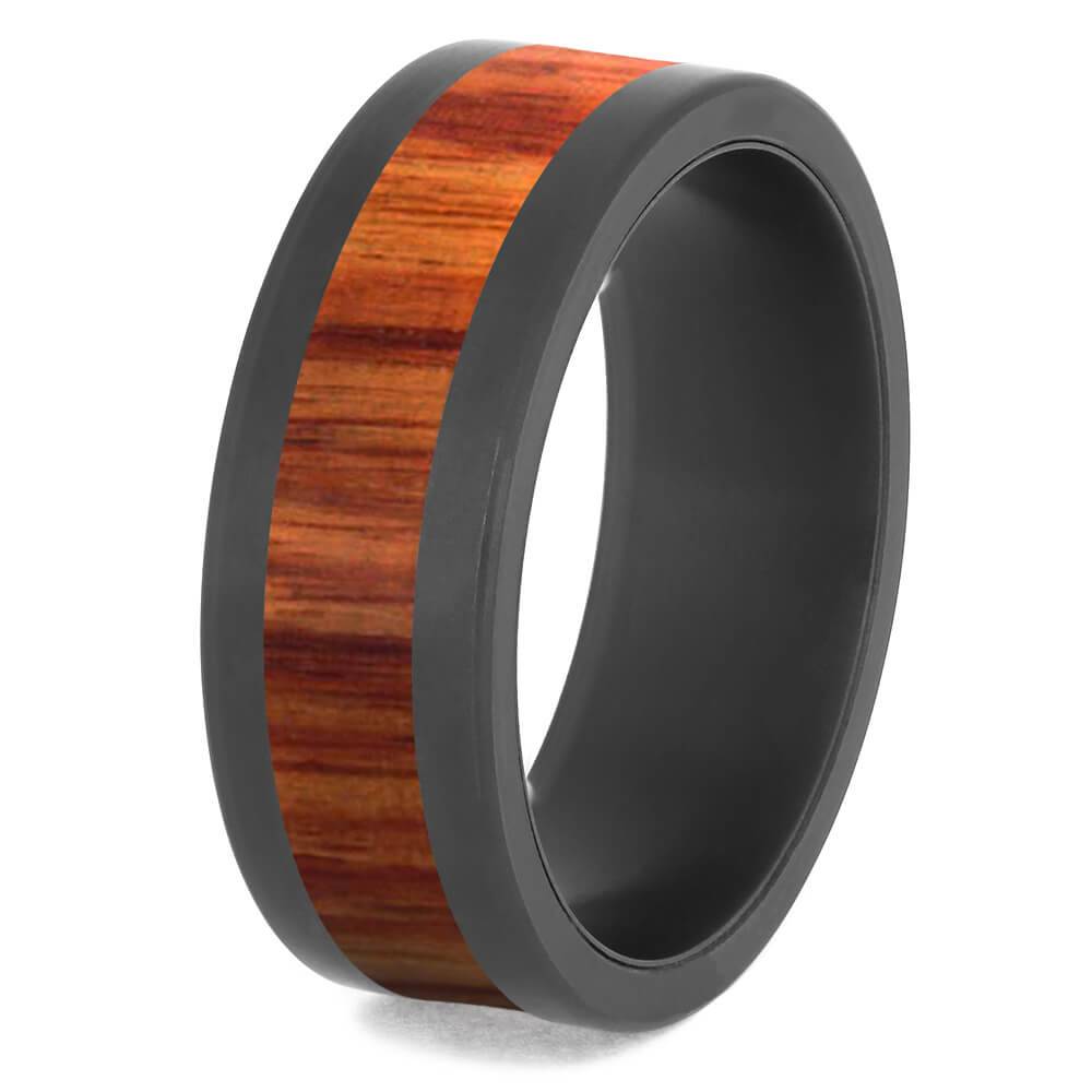 Tulipwood Wedding Band with Black Zirconium Edges-4684-WDX - Jewelry by Johan