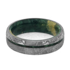 Meteorite & Green Wood Men's Wedding Band-4690 - Jewelry by Johan