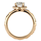 Halo Engagement Ring With Meteorite Inlay in Wavy Rose Gold-4696 - Jewelry by Johan