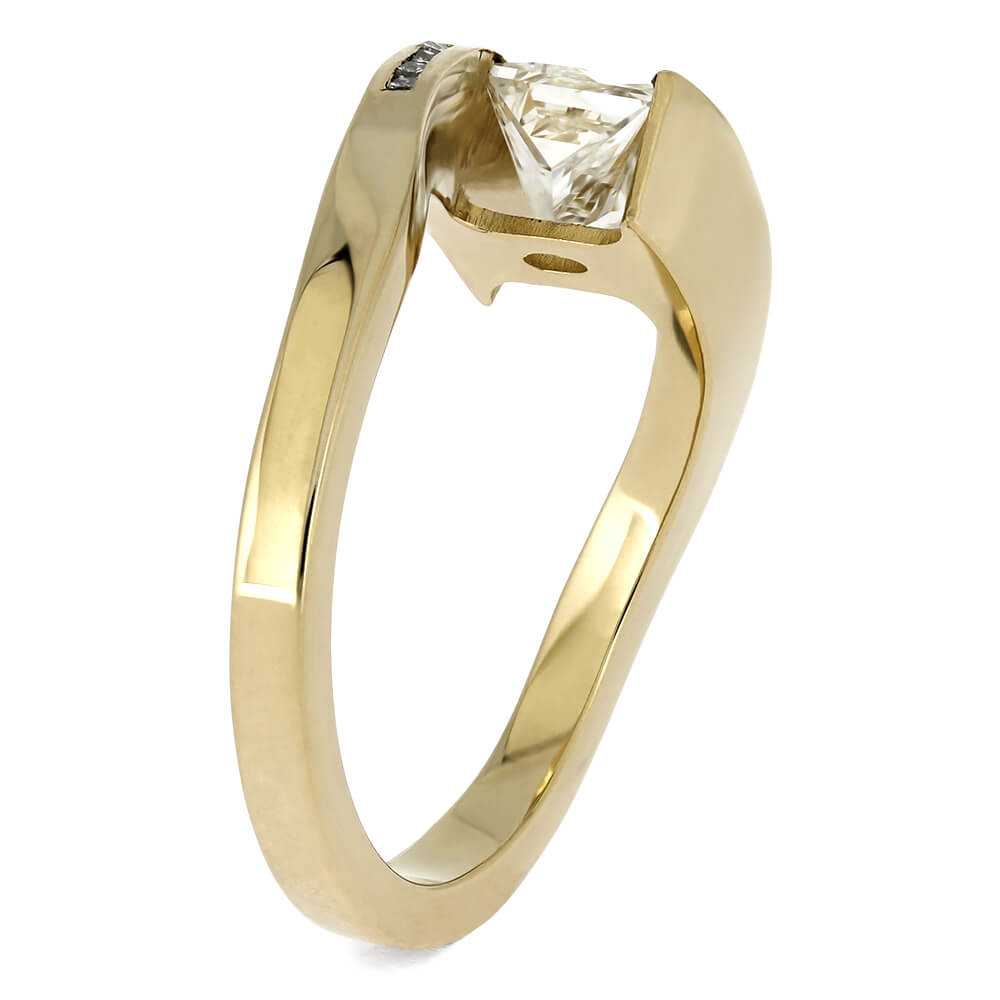 Tension Set Solitaire Lab Diamond Engagement Ring In 14K Yellow Gold