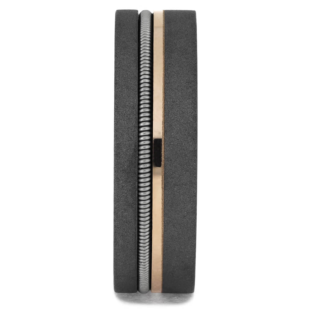 Guitar String Ring With Rose Gold Pinstripe-4702 - Jewelry by Johan