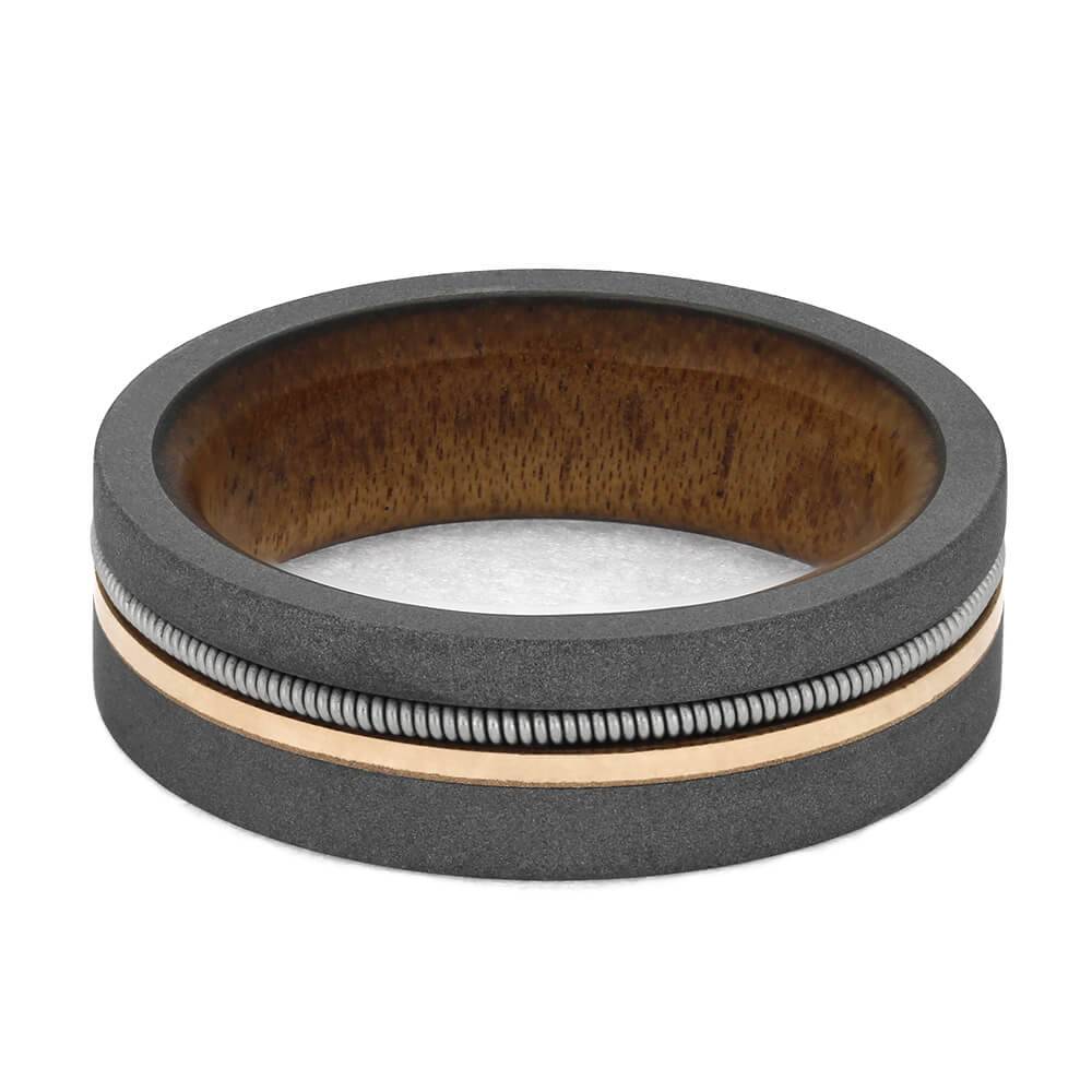 Guitar String Ring With Rose Gold Pinstripe-4702 - Jewelry by Johan