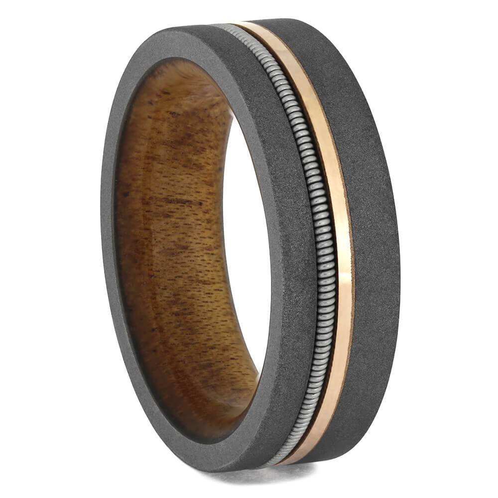 Guitar String Ring With Rose Gold Pinstripe-4702 - Jewelry by Johan