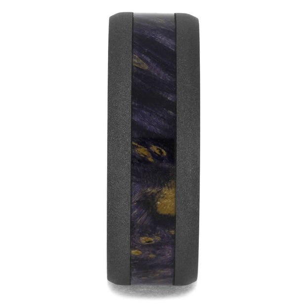 Purple Burl Wood Ring In Sandblasted Titanium-4704 - Jewelry by Johan