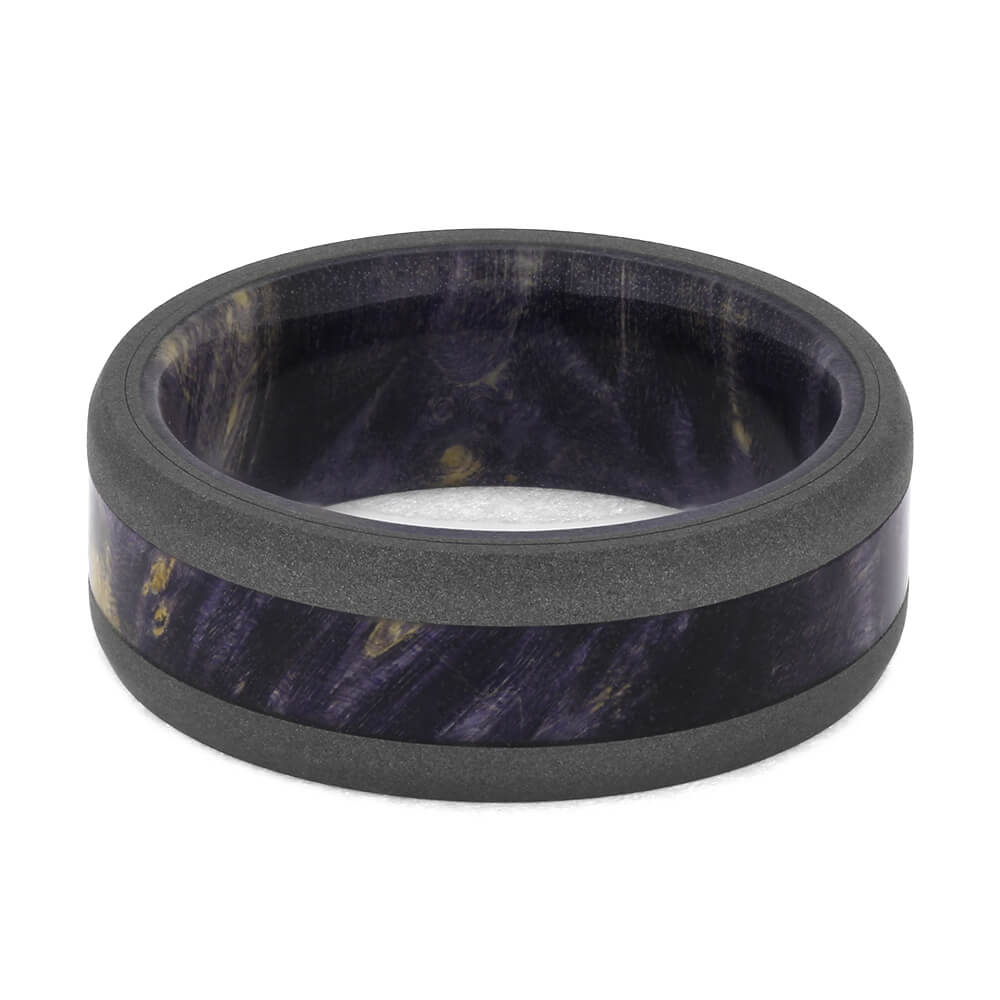 Purple Burl Wood Ring In Sandblasted Titanium-4704 - Jewelry by Johan