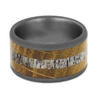 Whiskey Barrel Wood Ring with Sandblasted Titanium