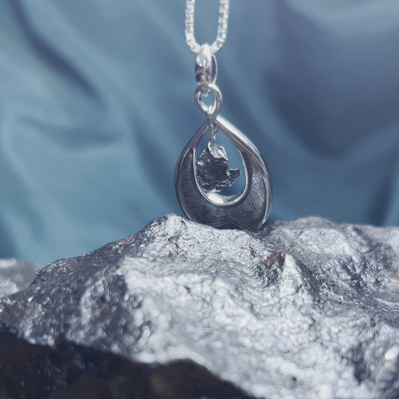 Teardrop Meteorite Pendant with Campo and Muonionalusta