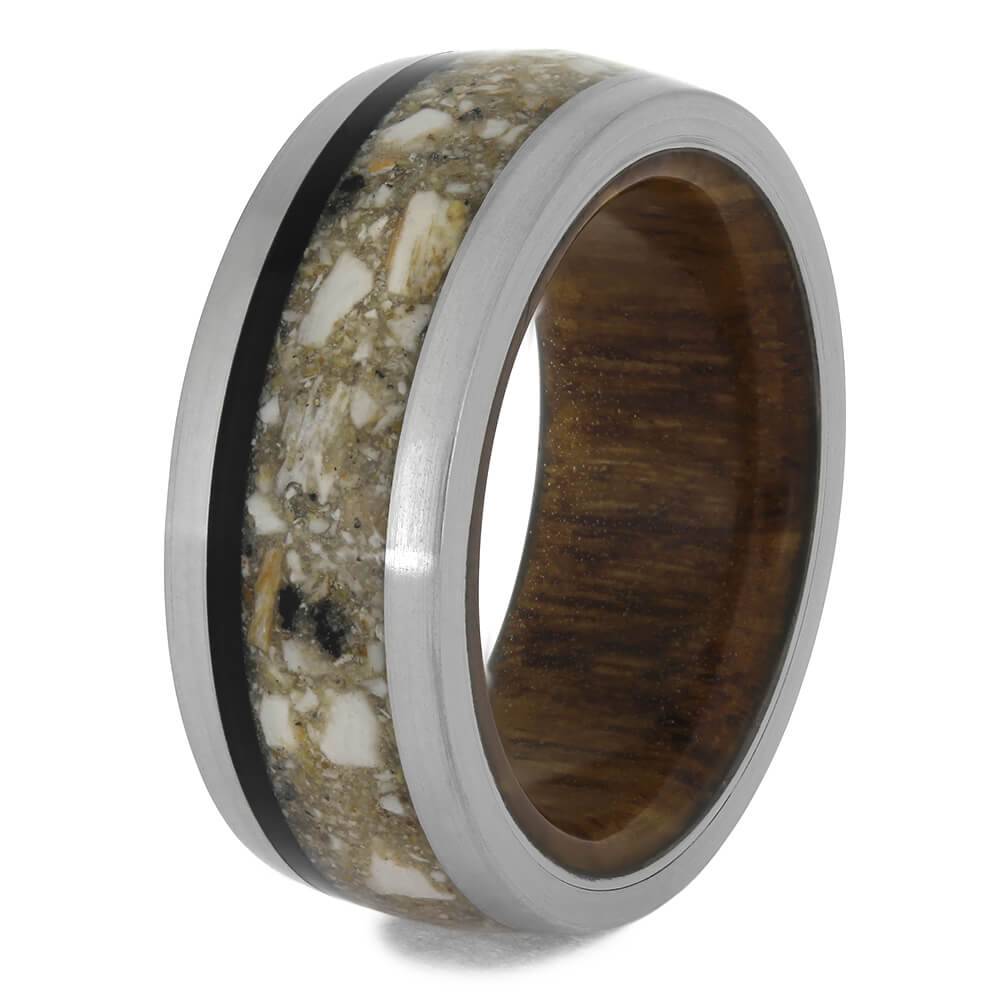 Oak Wood Wedding Band with Titanium Edges