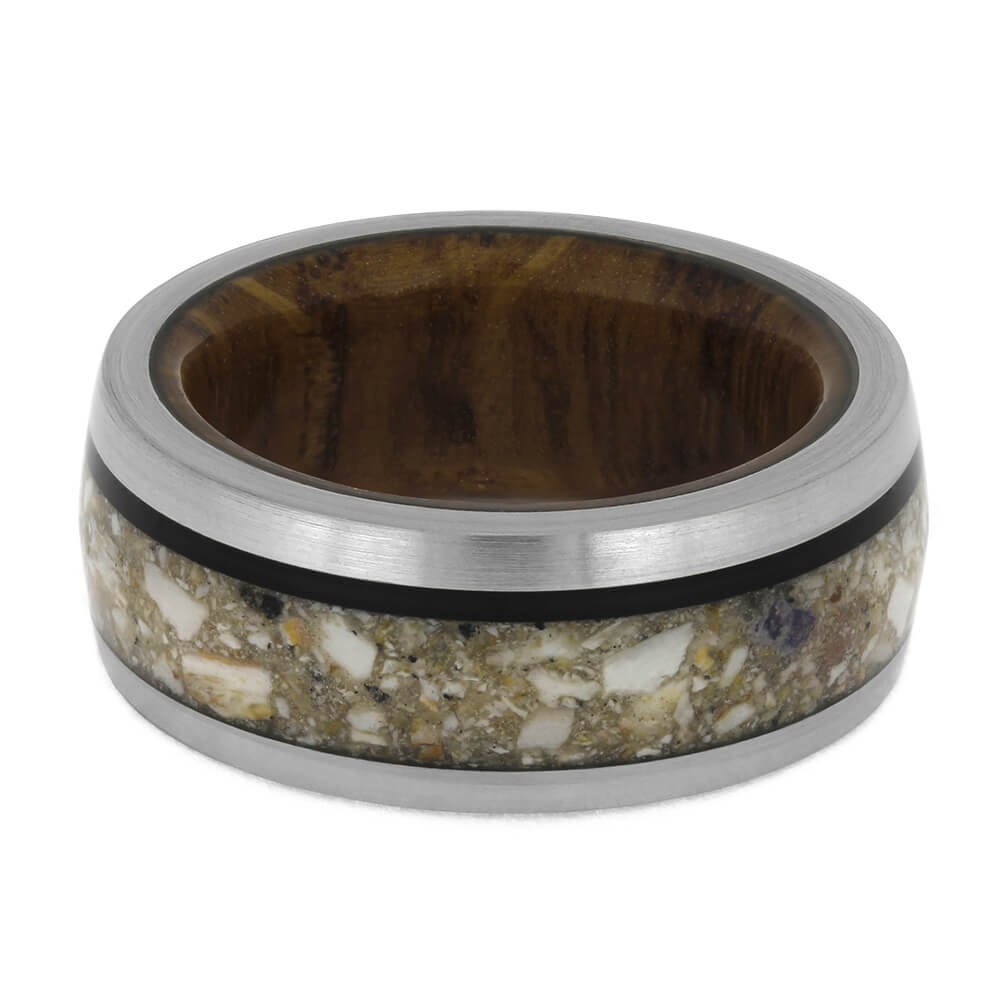 Titanium Ring with Wood and Ashes